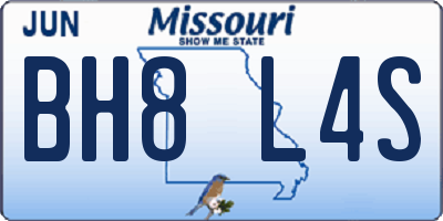 MO license plate BH8L4S