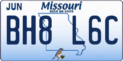 MO license plate BH8L6C