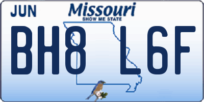 MO license plate BH8L6F