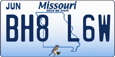 MO license plate BH8L6W