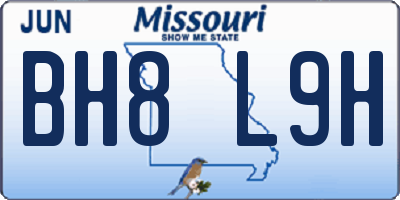MO license plate BH8L9H
