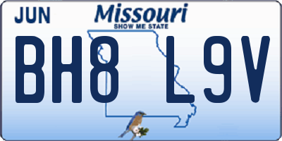 MO license plate BH8L9V