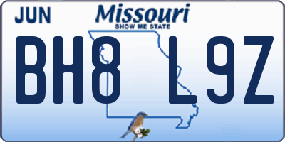 MO license plate BH8L9Z