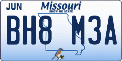 MO license plate BH8M3A