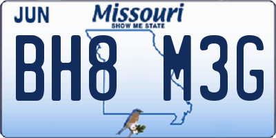 MO license plate BH8M3G