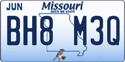 MO license plate BH8M3Q