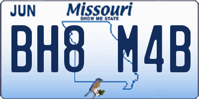 MO license plate BH8M4B