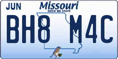 MO license plate BH8M4C