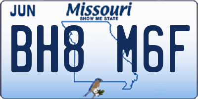 MO license plate BH8M6F