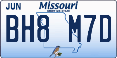 MO license plate BH8M7D