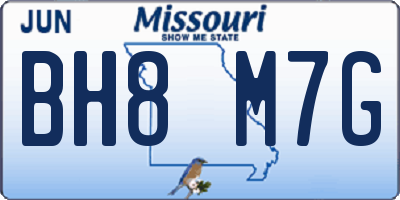 MO license plate BH8M7G