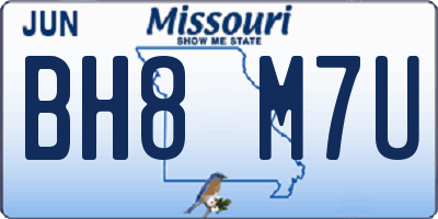 MO license plate BH8M7U