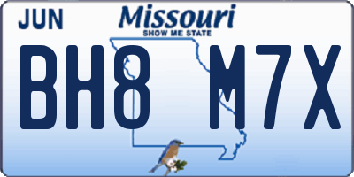 MO license plate BH8M7X