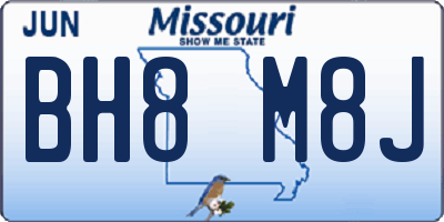 MO license plate BH8M8J