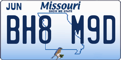 MO license plate BH8M9D