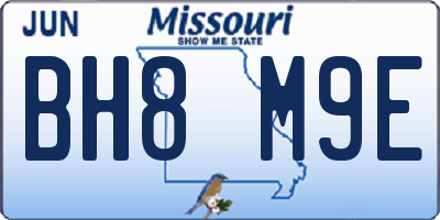 MO license plate BH8M9E