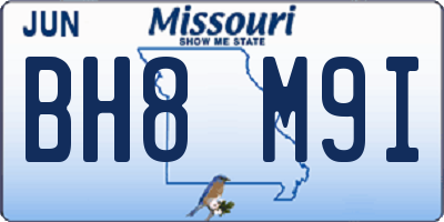 MO license plate BH8M9I