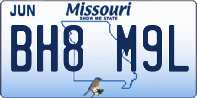 MO license plate BH8M9L