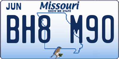MO license plate BH8M9O