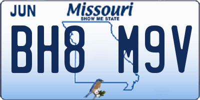 MO license plate BH8M9V