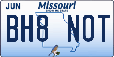 MO license plate BH8N0T
