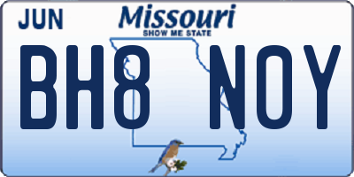 MO license plate BH8N0Y