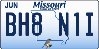 MO license plate BH8N1I