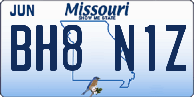 MO license plate BH8N1Z