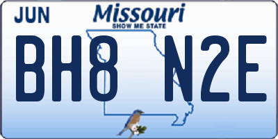 MO license plate BH8N2E