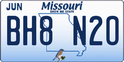 MO license plate BH8N2O