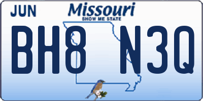 MO license plate BH8N3Q