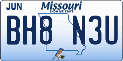 MO license plate BH8N3U