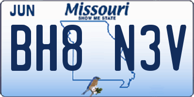 MO license plate BH8N3V