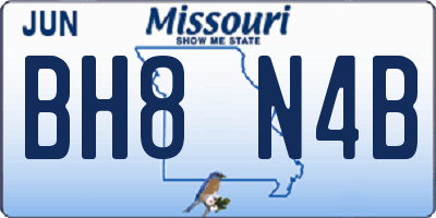 MO license plate BH8N4B
