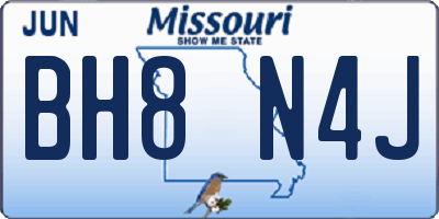 MO license plate BH8N4J