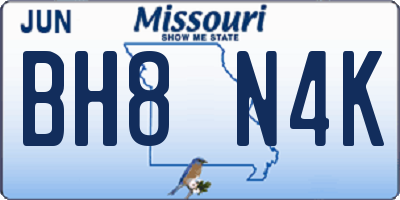 MO license plate BH8N4K