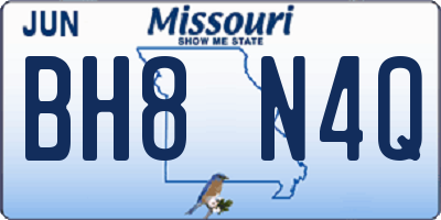 MO license plate BH8N4Q