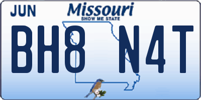 MO license plate BH8N4T