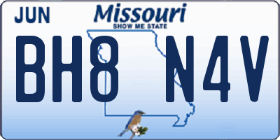 MO license plate BH8N4V