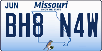 MO license plate BH8N4W