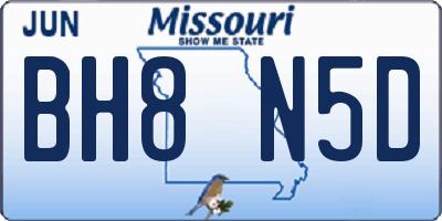 MO license plate BH8N5D