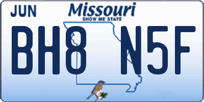 MO license plate BH8N5F