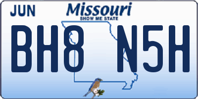 MO license plate BH8N5H
