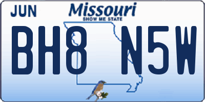 MO license plate BH8N5W