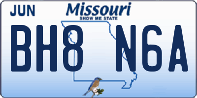MO license plate BH8N6A
