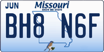 MO license plate BH8N6F