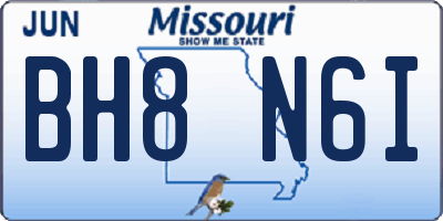 MO license plate BH8N6I