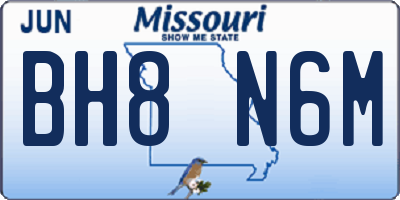 MO license plate BH8N6M
