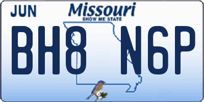 MO license plate BH8N6P