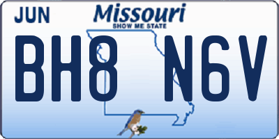 MO license plate BH8N6V